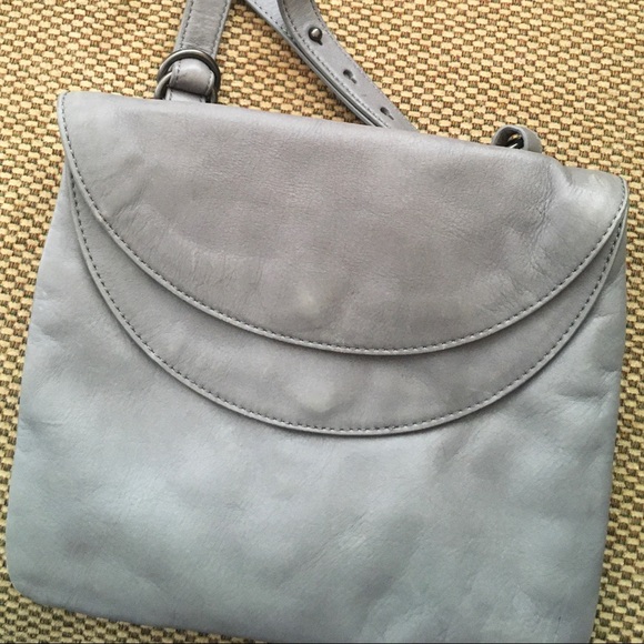EILEEN FISHER Vintage Leather Gray Crossbody Bag - Picture 2 of 11